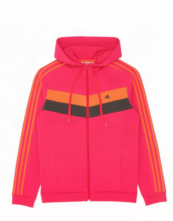 Γυναικείο πουλόβερ με κουκούλα με φερμουάρ Adidas UK 12/14 μεσαίο ροζ βαμβακερό χρώμα