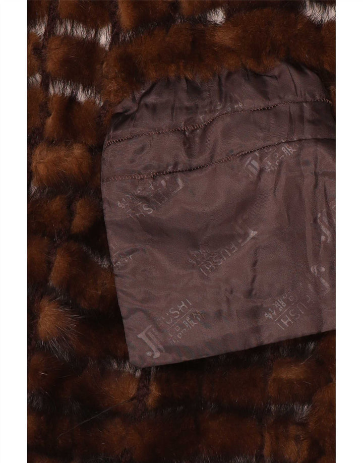 Vintage γυναικεία γούνα Gilet UK 14 Μεσαίο Καφέ