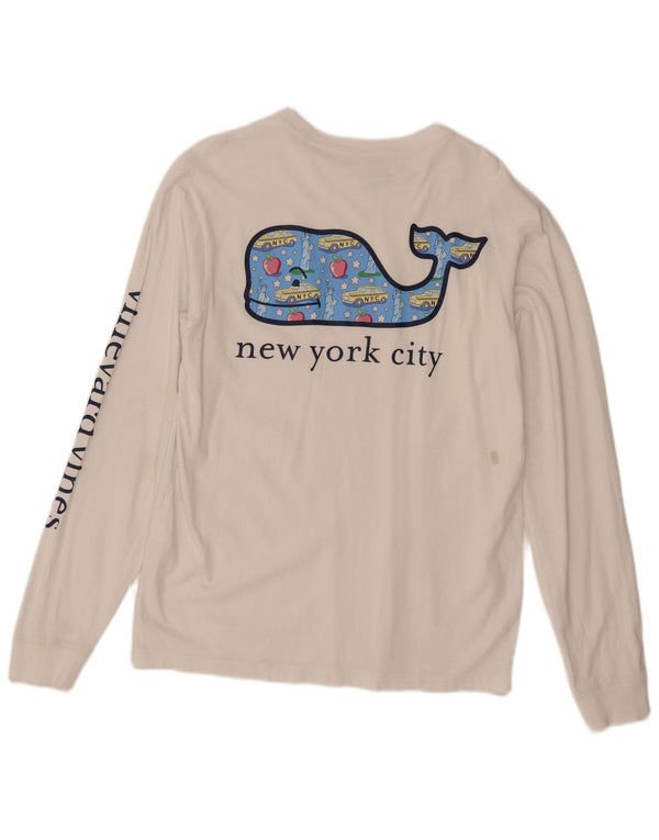 Vineyard Vines Ανδρικό γραφικό μπλουζάκι μακρυμάνικο XS λευκό βαμβακερό