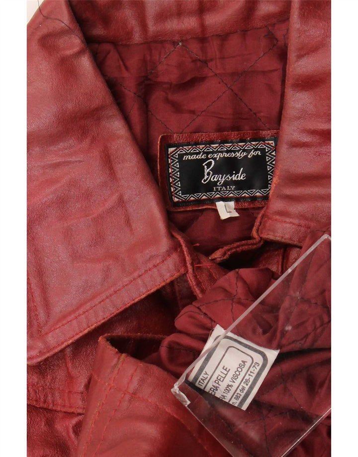Bayside Γυναικείο Δερμάτινο Μπουφάν UK 14 Large Burgundy