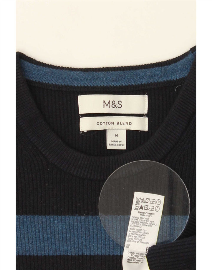 Marks & Spencer Ανδρικό πουλόβερ με λαιμόκοψη μεσαίου μπλε πολυεστέρα