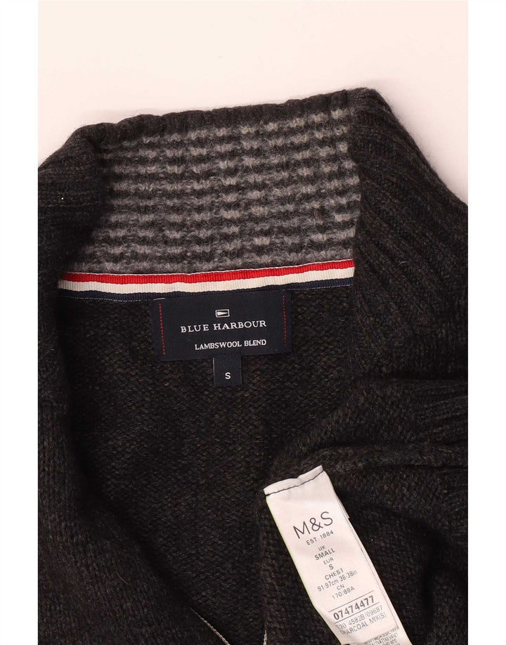 Marks & Spencer Ανδρικό πουλόβερ με φερμουάρ Μπλε Harbor Μικρό Γκρι