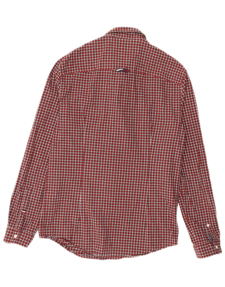TOMMY HILFIGER Mens Slim Fit Flannel Shirt Medium Red Check Cotton