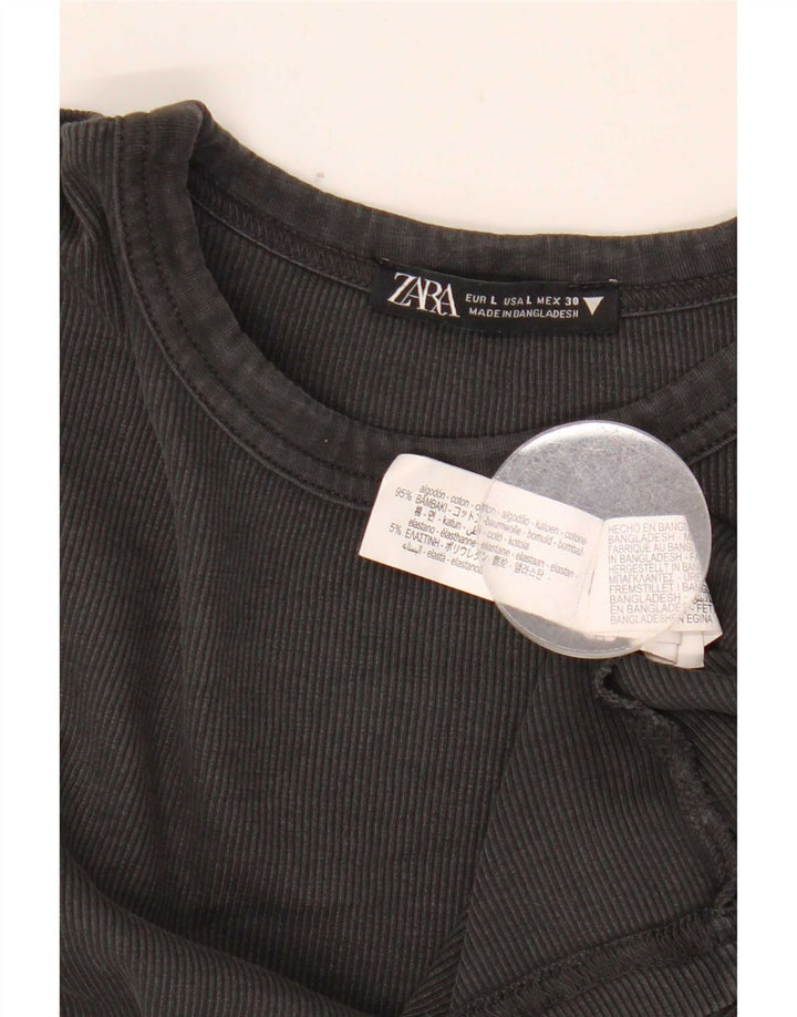 Zara Γυναικείο τοπ μακρυμάνικο UK 14 μεγάλο γκρι βαμβακερό