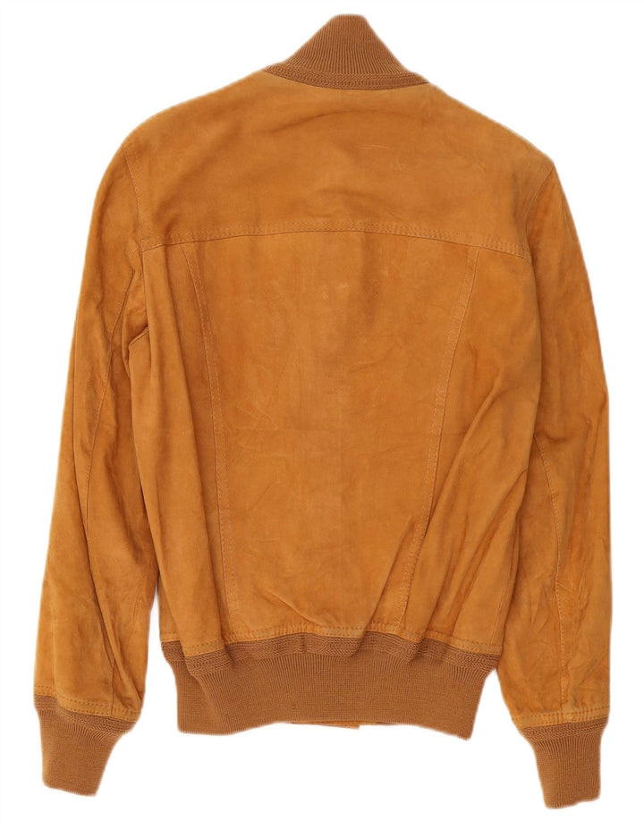 Vintage Ανδρικό Suede Bomber Jacket IT 48 Medium Beige Leather