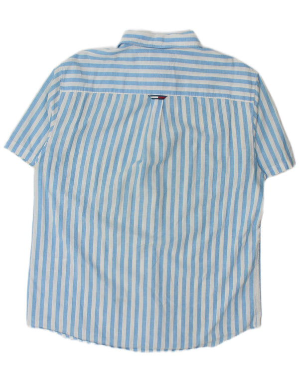 Tommy Hilfiger Mens Short Sleeve Relaxed Fit Shirt Medium Blue Striped