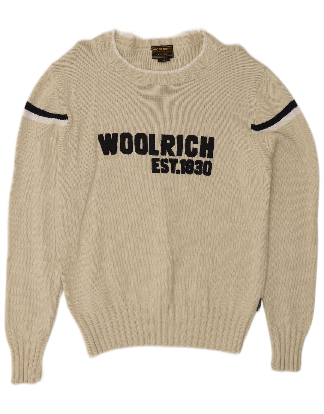 Ανδρικό πουλόβερ Woolrich Graphic Boat Neck Jumper Medium Off White ριγέ