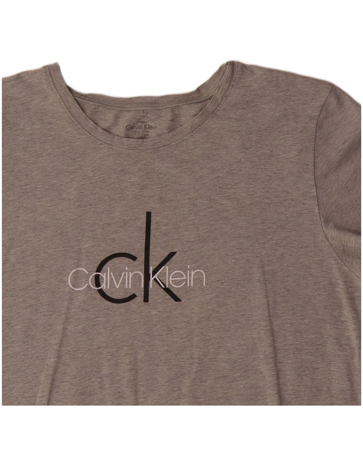 Γυναικείο γραφικό T-Shirt CALVIN KLEIN Top UK 18 XL Γκρι