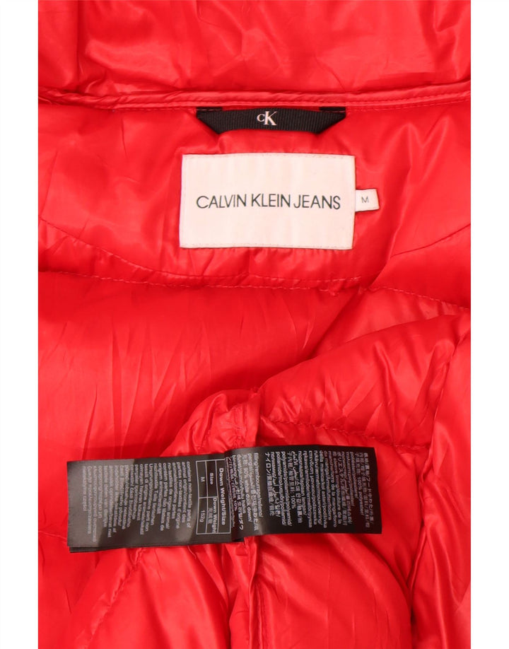 Calvin Klein Jeans Γυναικείο μπουφάν με κουκούλα UK 14 Μεσαίο κόκκινο πολυεστέρα