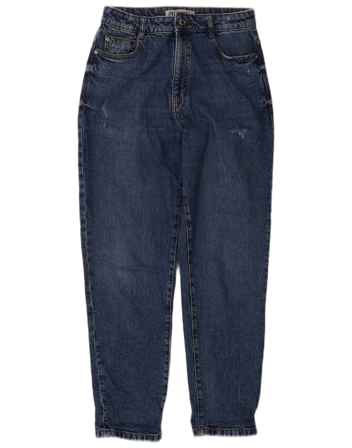 ZARA Womens Distressed Tapered Jeans EU 38 Small W28 L29 Blue