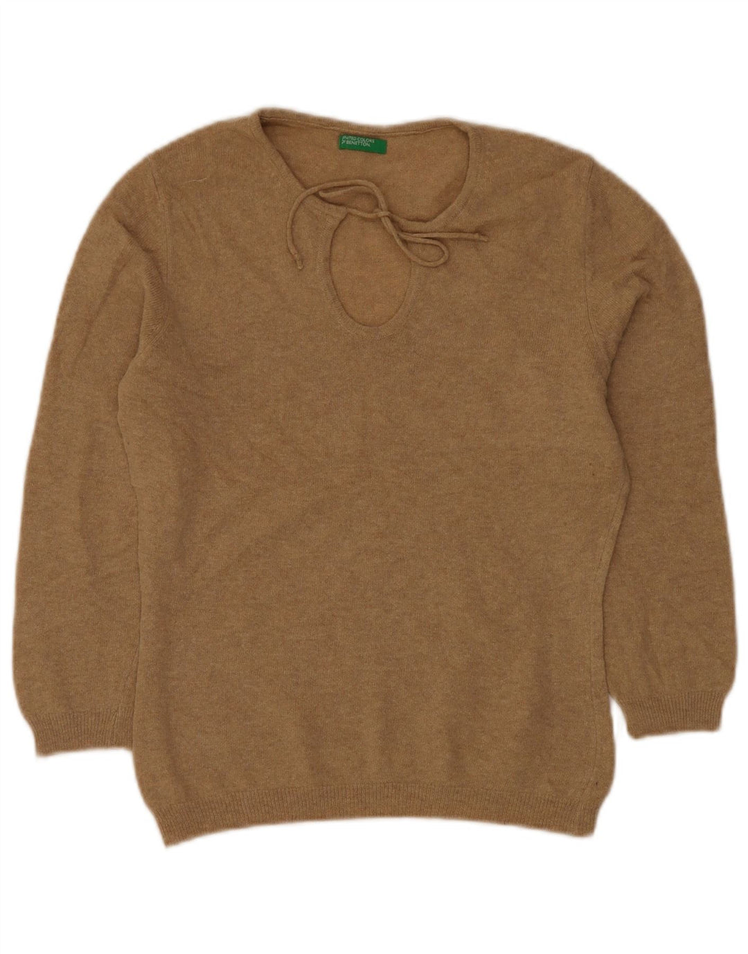 BENETTON Γυναικείο πουλόβερ με λαιμόκαυστο UK 12 μεσαίο μπεζ νέο μαλλί