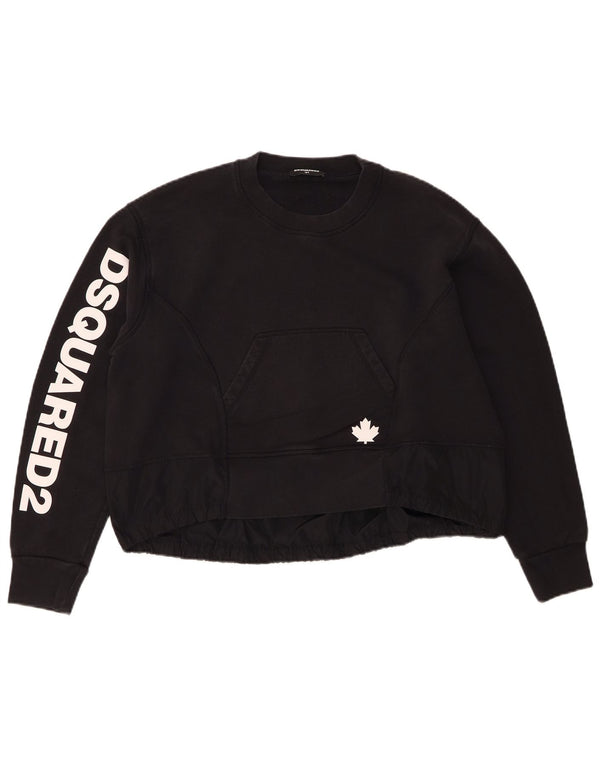 Dsquared2 Girls Oversized Graphic Crop Φούτερ Jumper 15-16 ετών Μαύρο