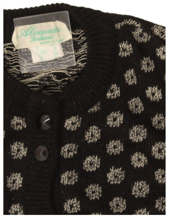 Vintage Γυναικείο Crop Cardigan πουλόβερ US 8 Medium Black Argyle/Diamond
