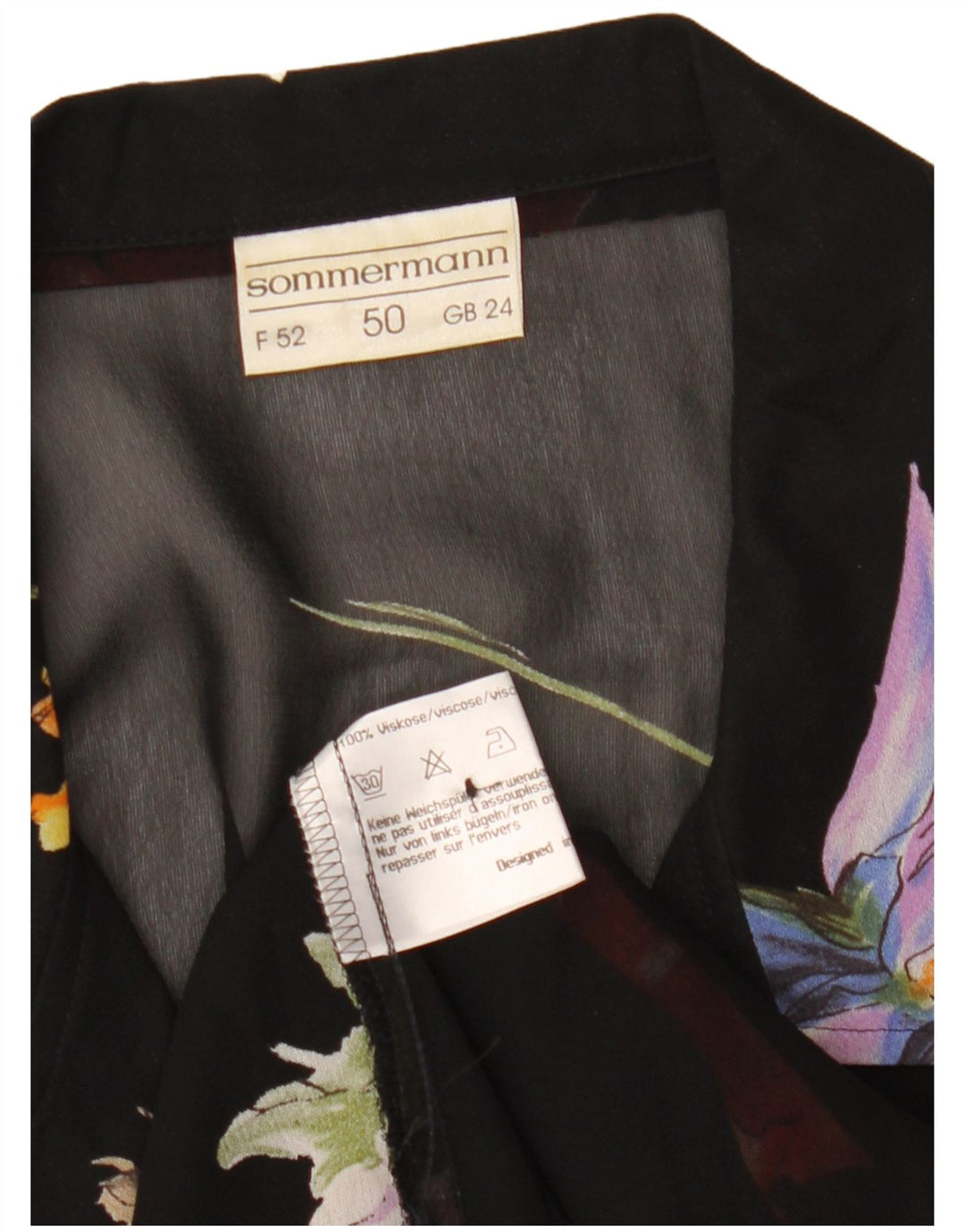 SOMMERMANN Γυναικεία See Through Μπλούζα UK 24 4XL Black Floral