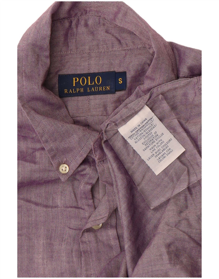 Ανδρικό πουκάμισο POLO RALPH LAUREN Μικρό μωβ βαμβακερό ψαροκόκκαλο