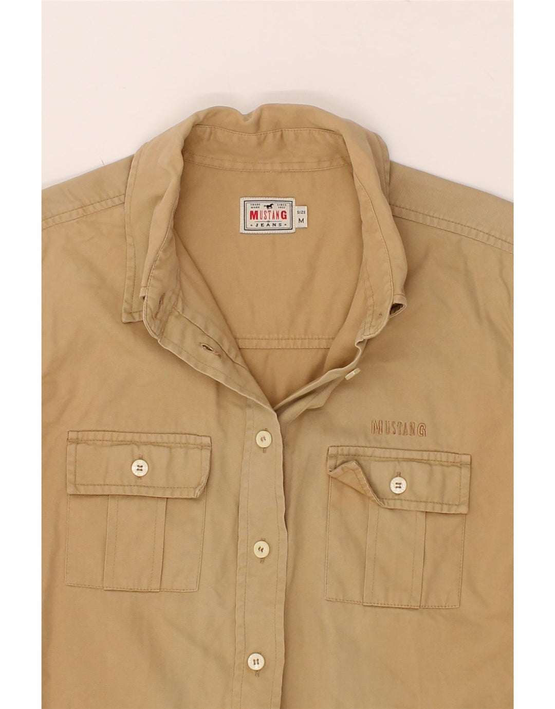 MUSTANG Womens Shirt UK 14 Medium Beige Cotton Vintage Mustang and Second-Hand Mustang from Messina Hembry 