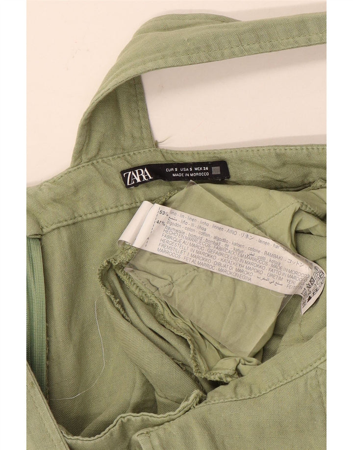 Zara Γυναικείο σορτς Dungarees Small W28 Χακί Λινό