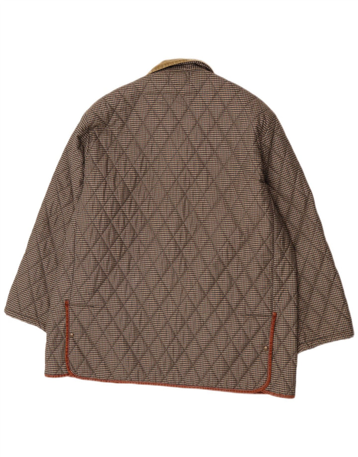 Vintage ανδρικό καπιτονέ μπουφάν UK 44 2XL καφέ Houndstooth Πολυεστέρας
