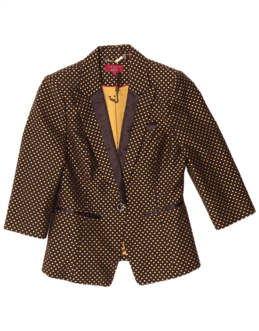 TED BAKER Γυναικείο σακάκι 3/4 μανίκι blazer μέγεθος 2 Μικρό μαύρο πουά