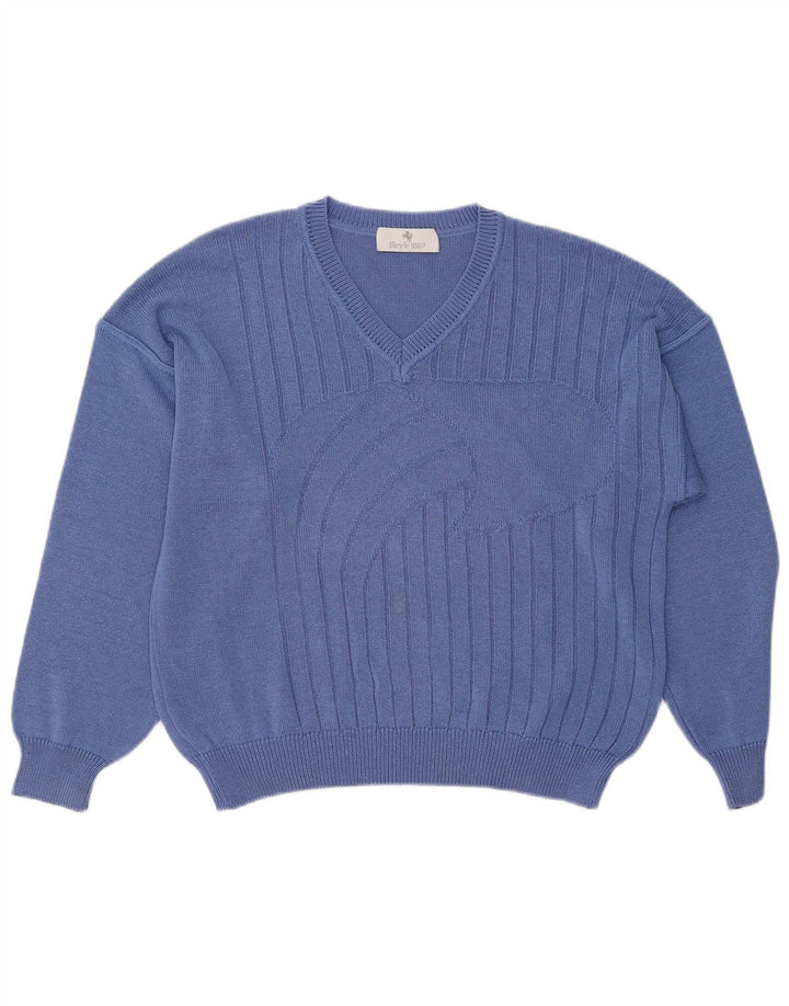 Ανδρικό πουλόβερ Bleyle Relaxed Fit Jumper με V λαιμόκοψη Μικρό μπλε