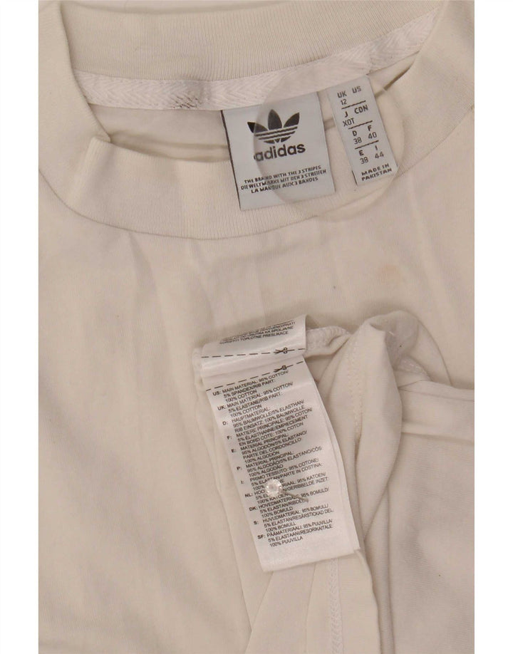Γυναικείο γραφικό γιλέκο Adidas τοπ UK 12 μεσαίο λευκό βαμβακερό