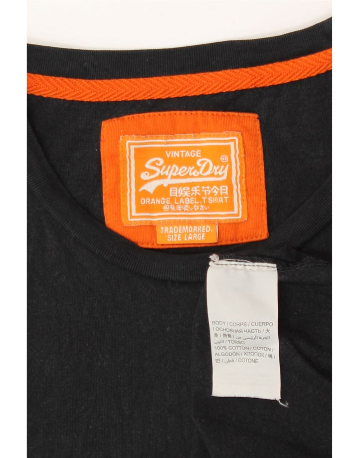 Ανδρικό μπλουζάκι Superdry Top μεγάλο μαύρο βαμβακερό