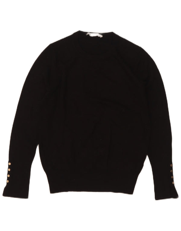 Zara Γυναικείο πουλόβερ με λαιμόκοψη UK 12 Medium Μαύρο