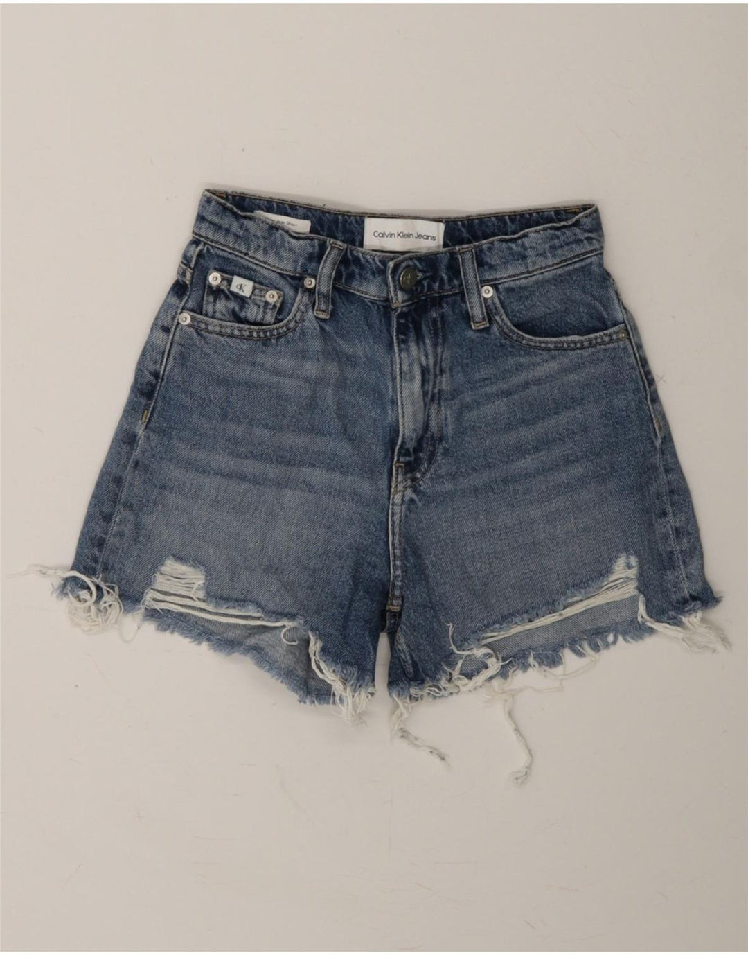 CALVIN KLEIN Womens Denim Shorts W25 XS Blue Vintage Calvin Klein and Second-Hand Calvin Klein from Messina Hembry 