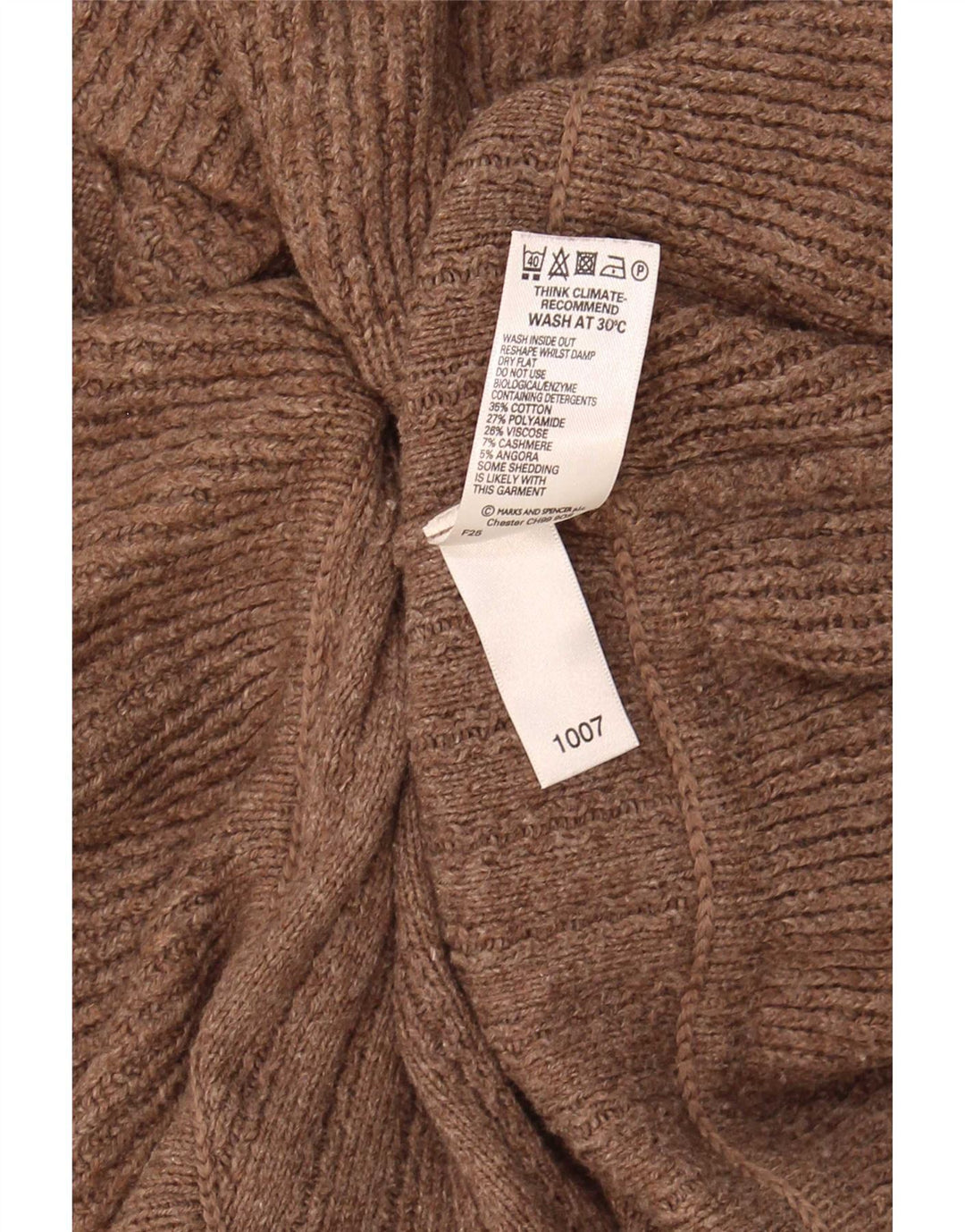 Marks & Spencer Γυναικεία ζακέτα πουλόβερ UK 12 μεσαίο καφέ βαμβακερό