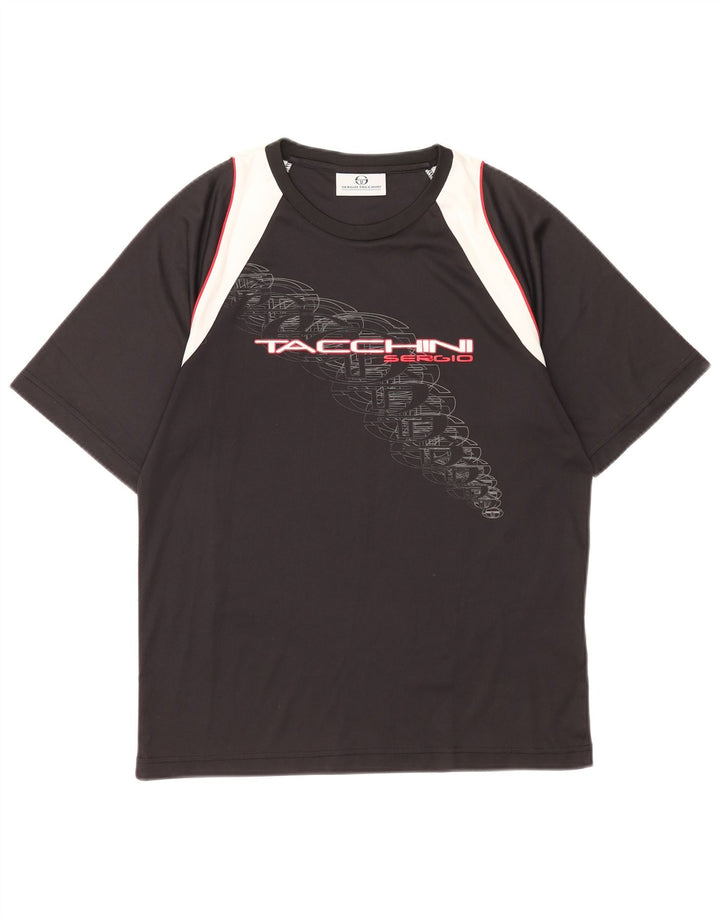 Ανδρικό γραφικό μπλουζάκι Sergio Tacchini Top Medium Black Colourblock Πολυεστέρας