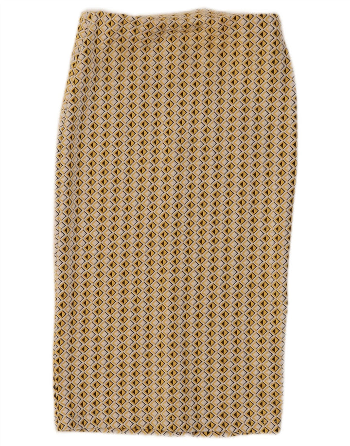 Zara Γυναικεία Pencil Φούστα W26 Μικρή κίτρινη γεωμετρική βαμβακερή