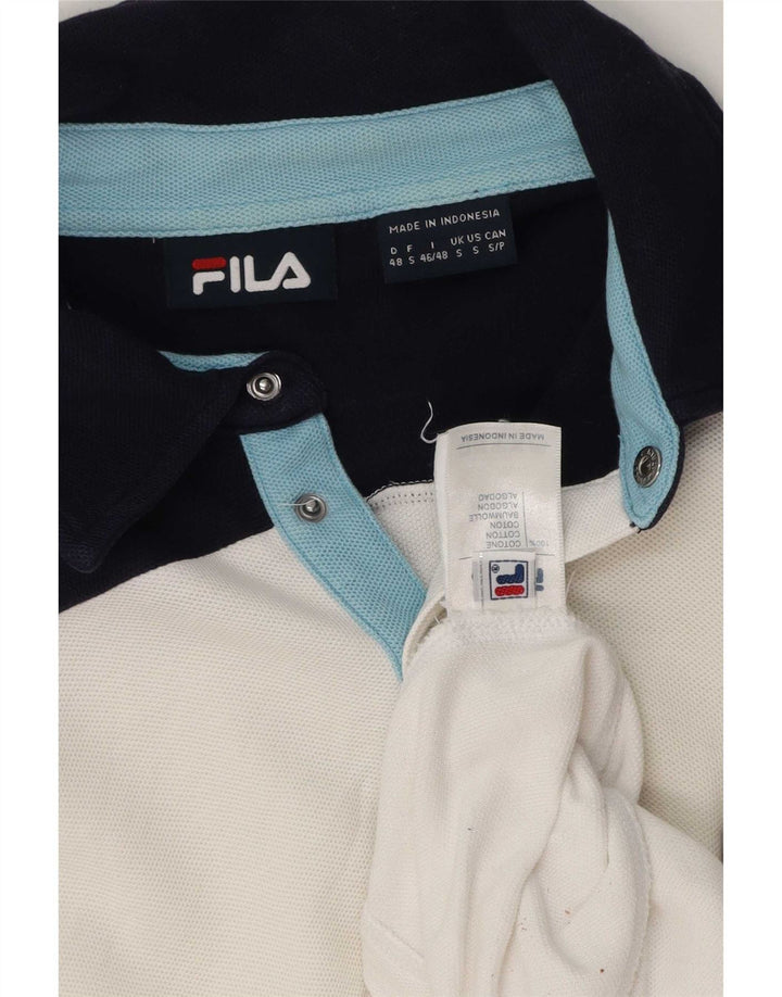 Ανδρικό πουκάμισο πόλο Fila, μικρό λευκό χρώμα, βαμβακερό