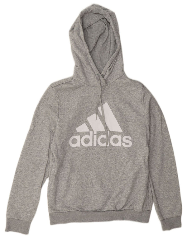 Adidas Γυναικείο γραφικό φούτερ με κουκούλα UK 12/14 Βαμβακερό μεσαίο γκρι
