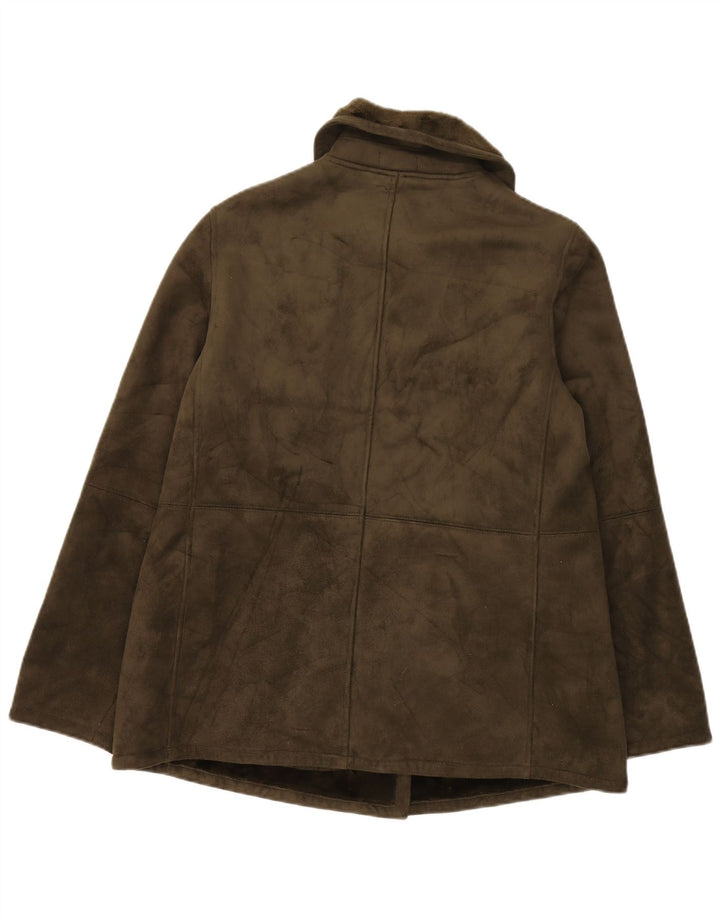 Chaps Womens Sherpa Jacket UK 14 Large Khaki Acrylic
