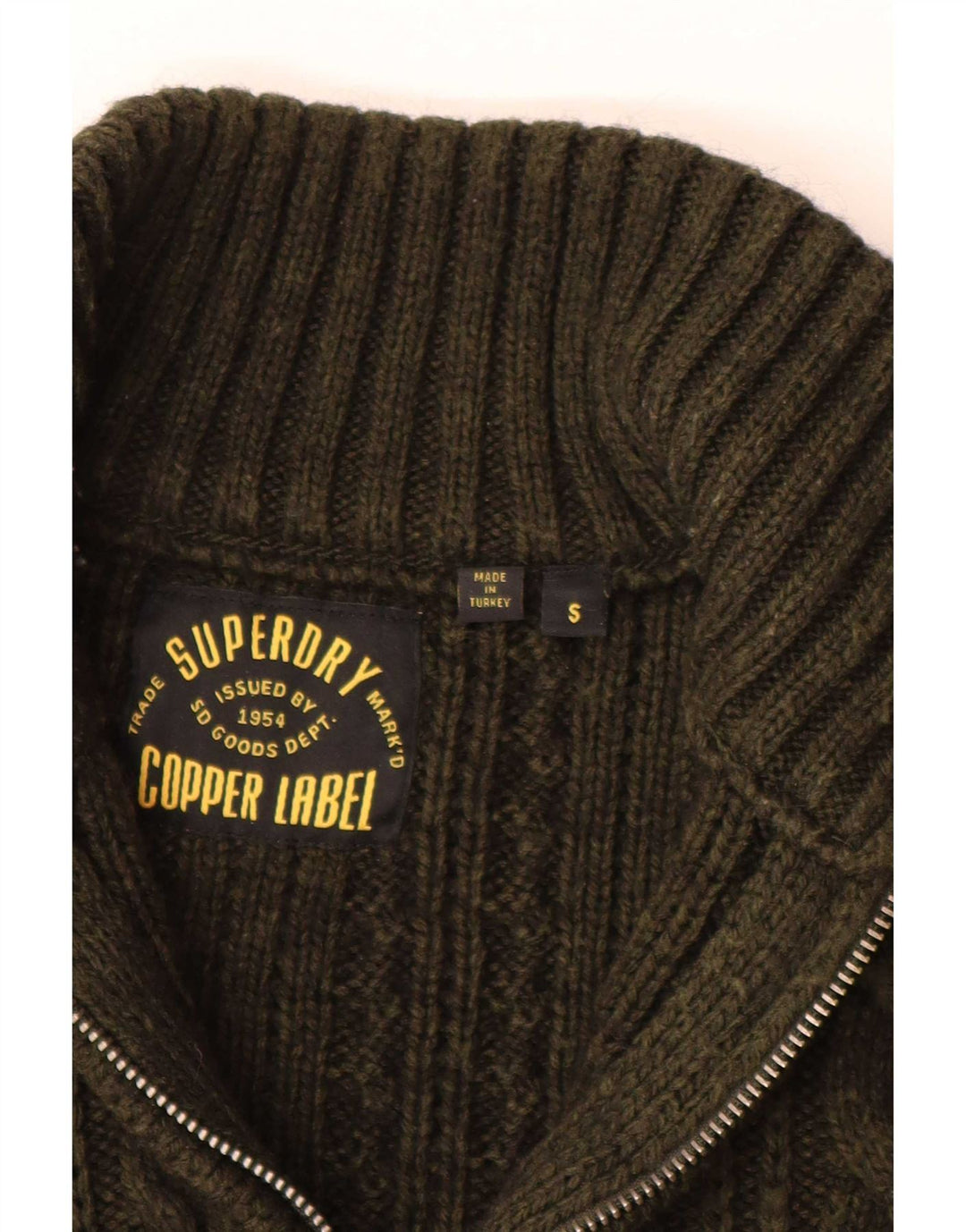 Ανδρικό πουλόβερ με φερμουάρ Superdry Μαλλί χακί