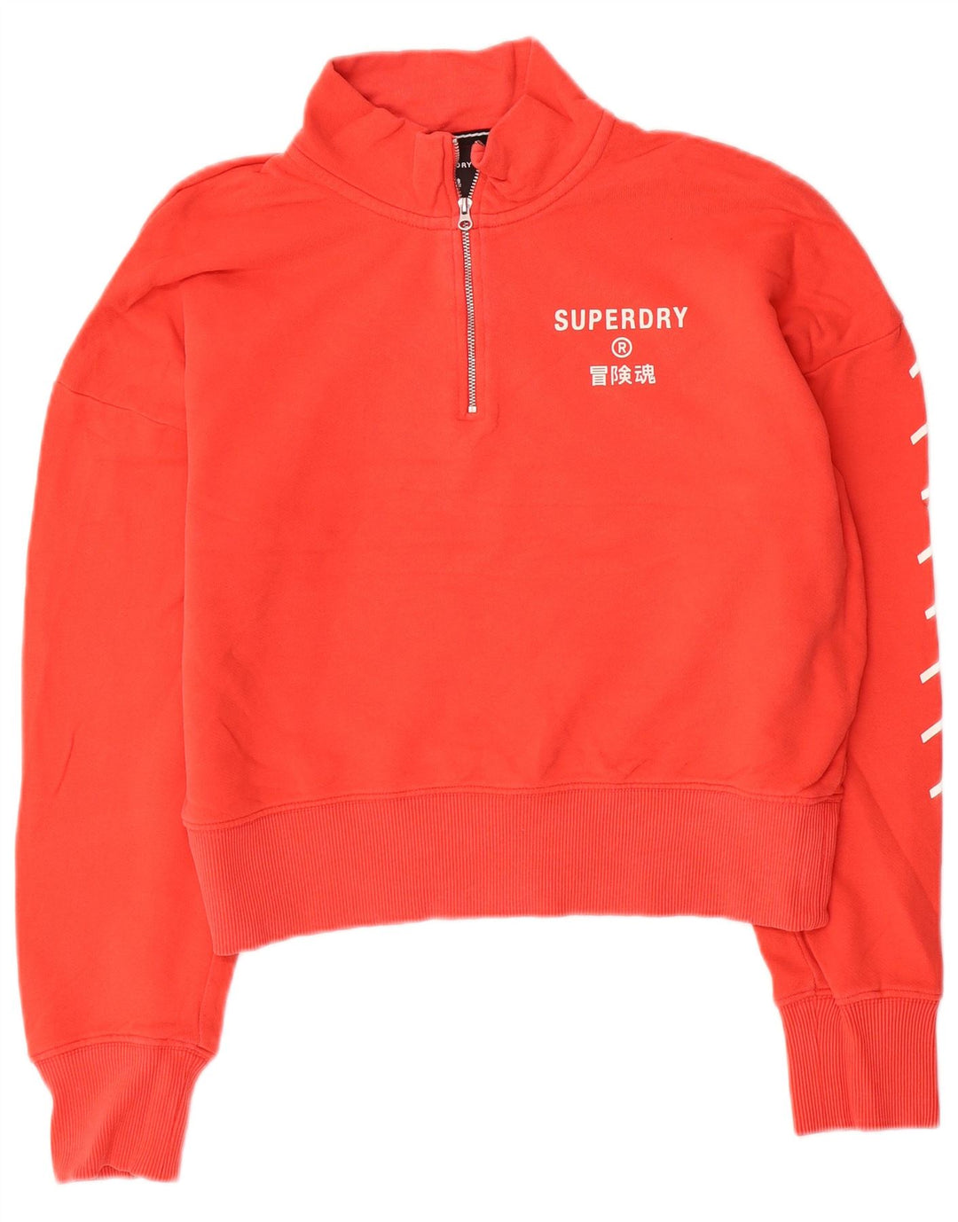 Superdry γυναικεία φούτερ με φερμουάρ με λαιμόκοψη Jumper UK 12 μεσαίο βαμβακερό πορτοκαλί