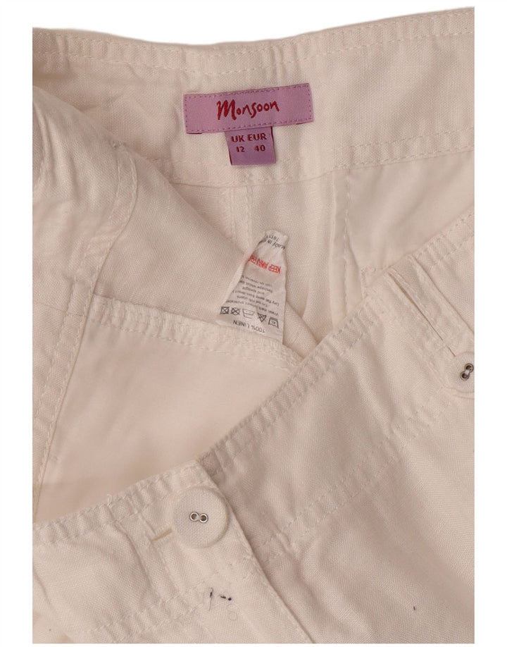 Γυναικείο MONSOON Bootcut παντελόνι Chino UK 12 Medium W32 L31 Λευκό Λινά