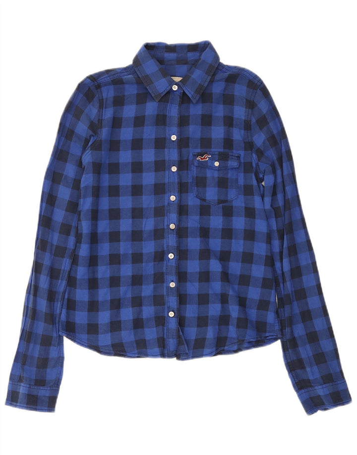 Γυναικείο πουκάμισο Hollister Flannel UK 10 Small Blue Gingham Cotton