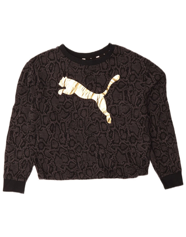 Γυναικεία φούτερ Puma Crop Graphic Jumper UK 14 Medium Black Animal print