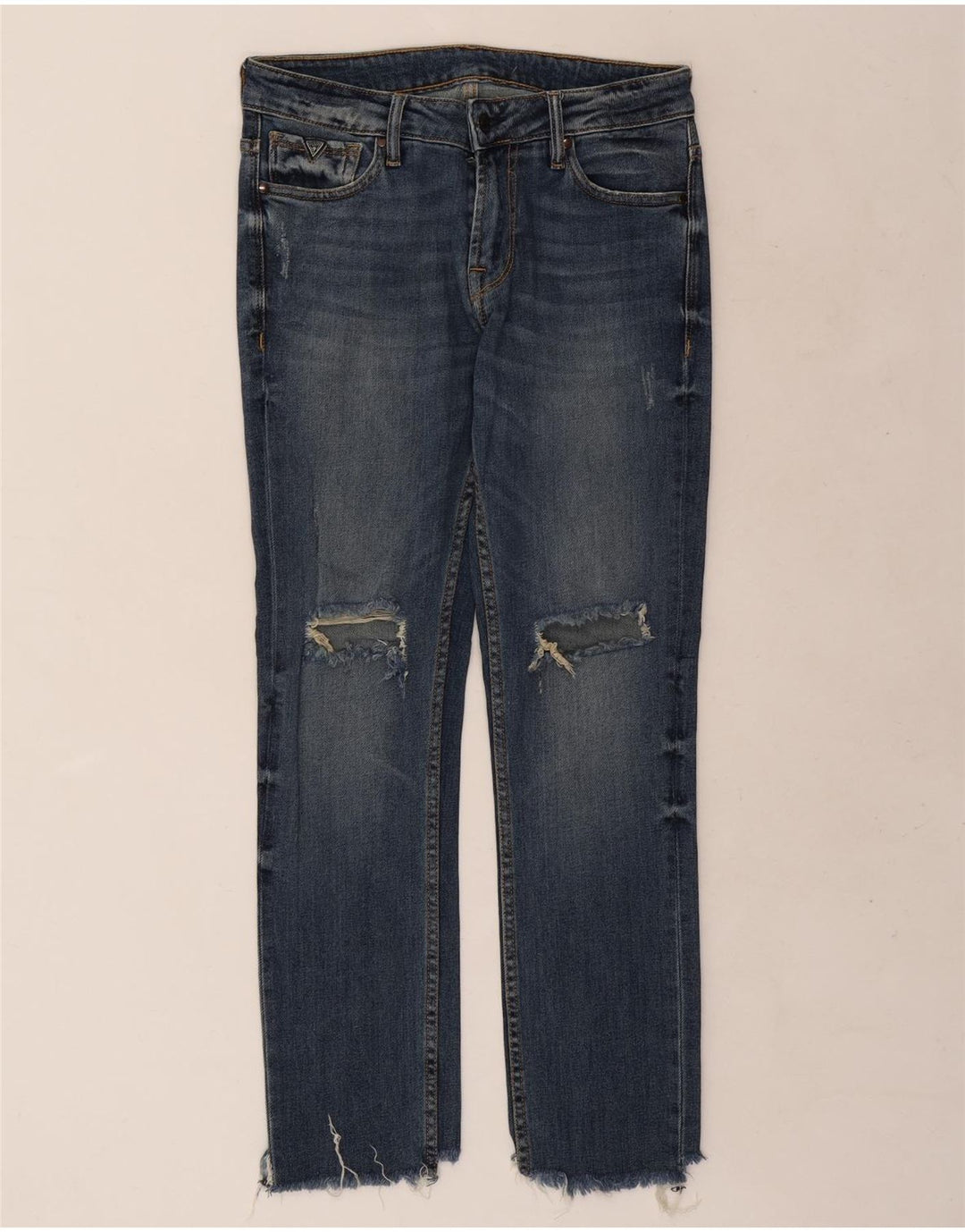 Guess Womens Distressed Slim Jeans W30 L29 Blue