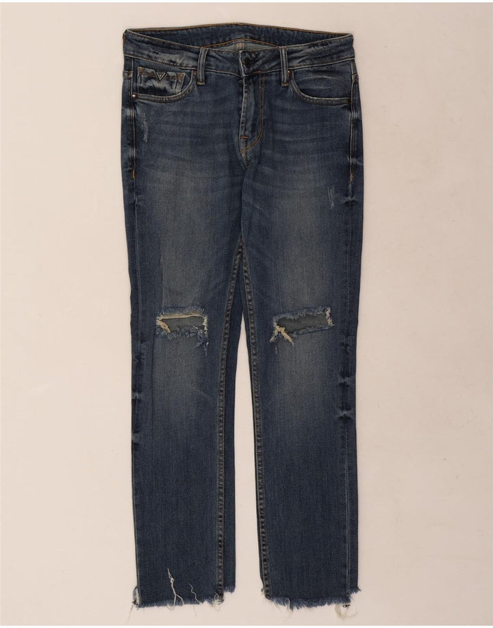 Guess Womens Distressed Slim Jeans W30 L29 Blue