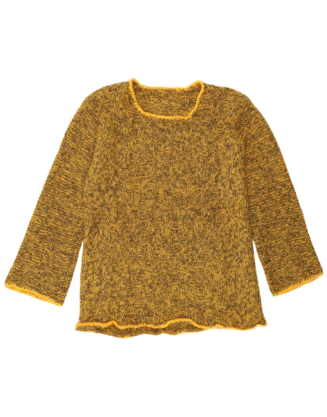 Vintage γυναικείο πουλόβερ με λαιμό σκάφος UK 10 Small Yellow Flecked