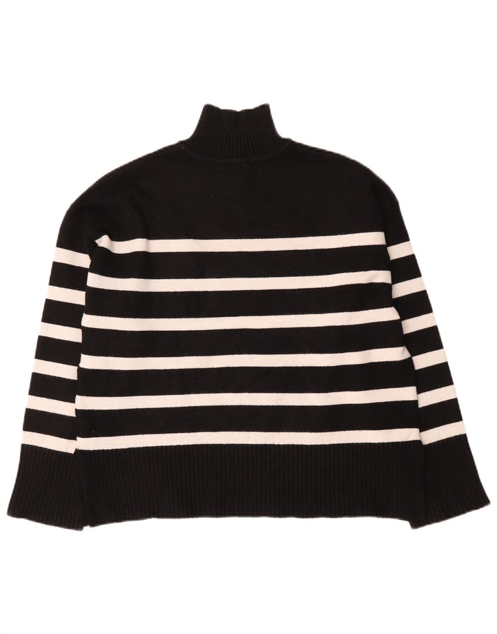 Zara γυναικείο πουλόβερ με λαιμό χελώνα UK 10 Small, μαύρο ριγέ