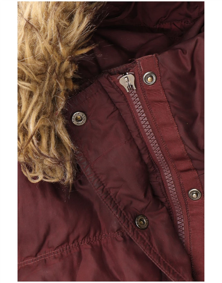 Tommy Hilfiger Γυναικείο μπουφάν με κουκούλα UK 10 Small Burgundy Polyester