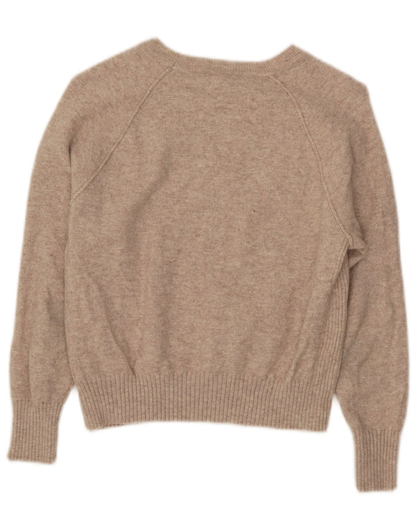 Γυναικείο Reiss Crop Boat Neck Jumper UK 12 Medium Beige Flecked Wool
