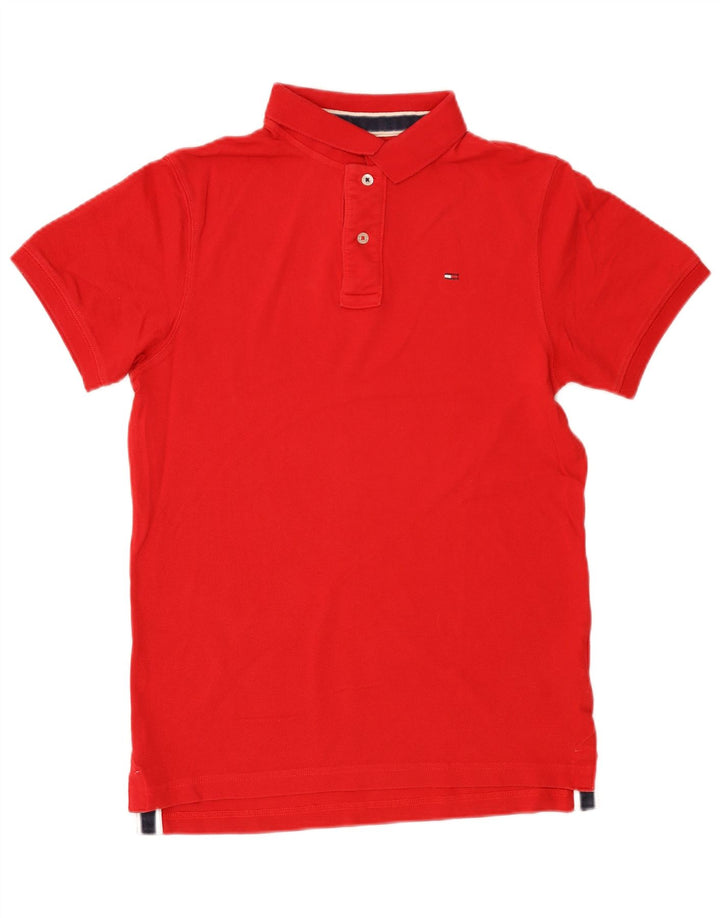 Ανδρικό μπλουζάκι πόλο Tommy Hilfiger, μεσαίο κόκκινο βαμβακερό