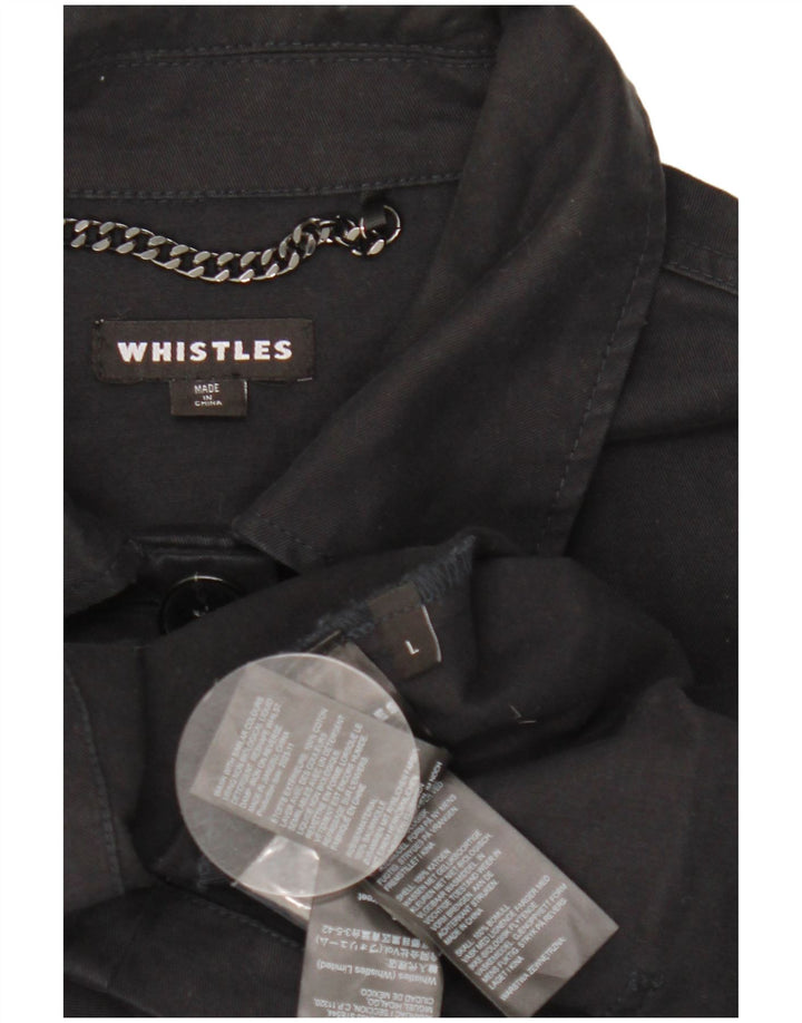 Whistle Womens Oversized Utility Jacket UK 16 μεγάλο μαύρο βαμβακερό