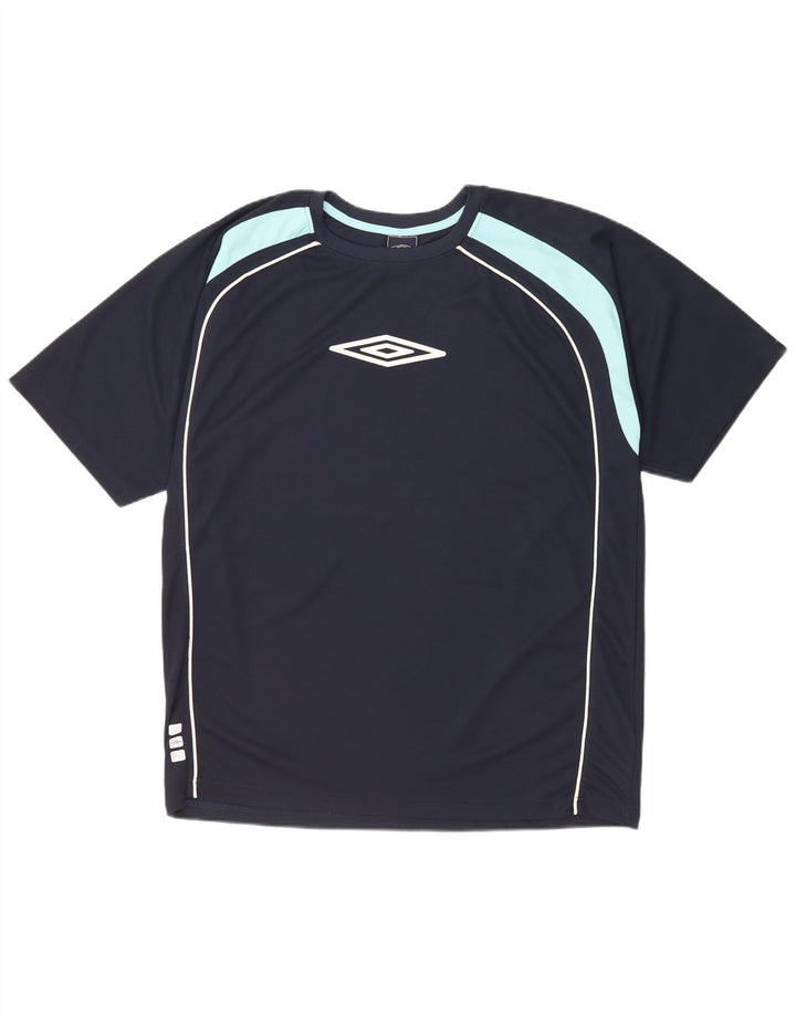 Ανδρικό γραφικό T-Shirt Umbro Top Large Navy Blue Colorblock Πολυεστέρας