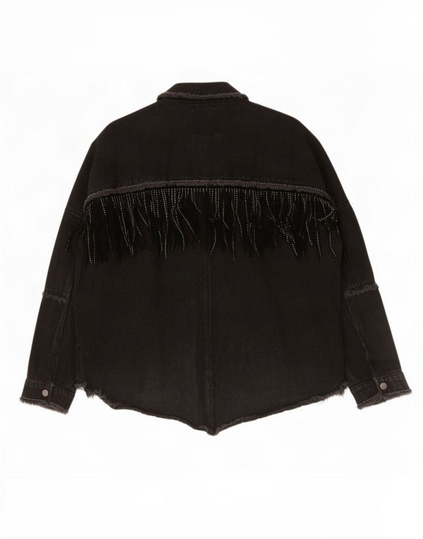 Zara Γυναικείο Western Oversized Τζιν Μπουφάν UK 6 XS Μαύρο