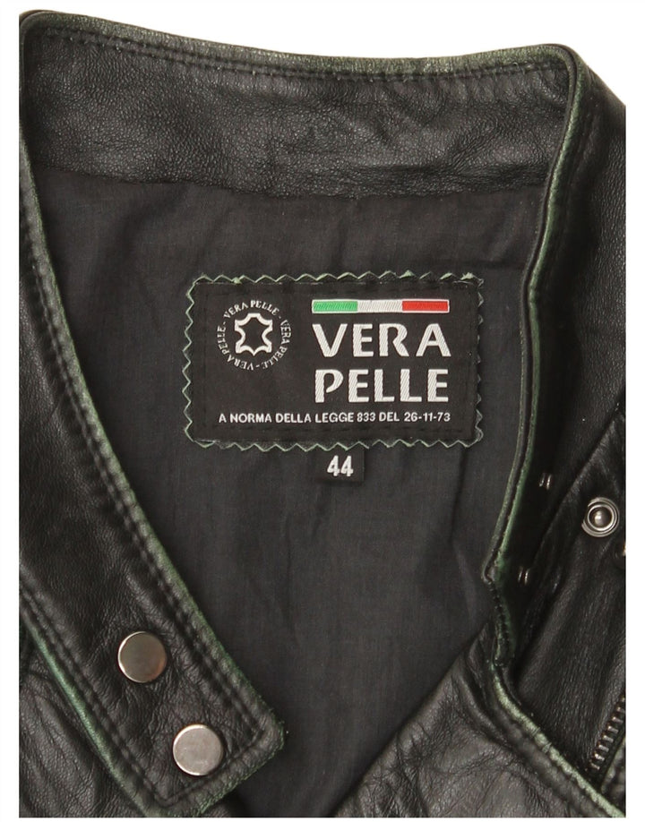 Vintage Γυναικείο Δερμάτινο Μπουφάν Biker IT 44 Μεσαίο Μαύρο Δερμάτινο